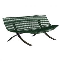 Banc Charivari - Mobilier Urbain Extérieur - Assise Aluminium Vert - Structure Acier Noir - 246cm
