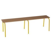 Banc scolaire 200cm Hêtre Jaune Acier - Empilable Éco-responsable - T6