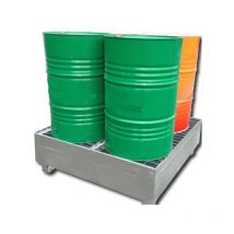 Bacs de rétention acier bac de rétention acier 4 fûts 1200 kg acier peint ou galva 1 pièce(s) avec 440 litre(s) 122 cm 41 cm 125 cm - mdm