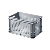 Caisse plastique en polypropylène caisse ajourée 60 l, 600 x 400 x 325 mm gris 600 mm 1 pièce(s) 60 litre(s) 400 mm 325 mm ouvertes ajourée - setam