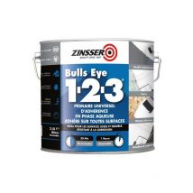 Primaire d'adhérence tous supports bulls eye® 1-2-3 impression masquante isolante 1-2-3 primer blanc acrylique brosse/rouleau, pistolet sans air 24 he