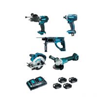Pack 5 machines dga506z 18v + 4 batteries 5ah 1 coffret(s) de 5 pièce(s) pack 5 machines dga506z 18v + 4 batteries 5ah - makita
