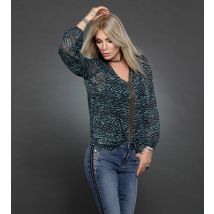 Sarah Kern Outlet Bluse mit opulentem Ausschnittbesatz 50 antikblau