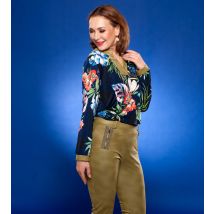 MONACO blue Blusenshirt Rose im tropischen Floraldruck 44 multicolour