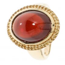 CM Edelsteinzauber Entourage-Ring, Hessonit, Citrin, vergoldet 17 x Hessonit