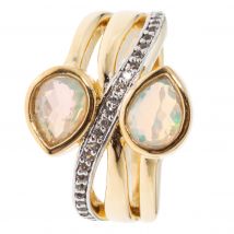 CM Edelsteinzauber Croisé-Ring, Afrik. Opal, Topas, Si 925 vergold. 20 x Afrikanischer Opal