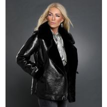 Sarah Kern Bikerjacke in Knautschleder Optik 34 schwarz