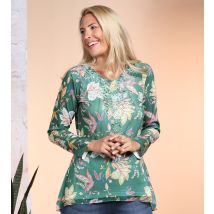 Body Needs Feinstrickpullover Blätter Print 48 grün