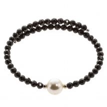 Christian Materne Just Pearls Wickel-Armband,1 MK-Perle,Black Spinell,ca. 25 ct. x Weiß