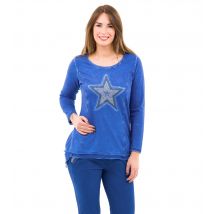 Body Needs Feinstrickpullover mit Stern und Pailletten 42 blau