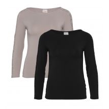 PURE SHAPE DAY&NIGHT Shirt langarm mit Ärmelverzierung 2er Pack L schwarz/sand
