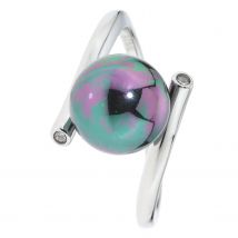 Christian Materne Just Pearls Croisé-Ring ""Scala No. 1/1"", MKP, SI 925 rhod. 18 Peacock