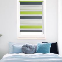 Fensterwelten Duo-Rollo just-triple, 80 x 160 cm 80cm x 160 cm fresh green-grau