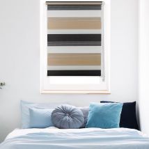 Fensterwelten Duo-Rollo just-triple, 140 x 160 cm 140cm x 160cm cappuccino-mocca