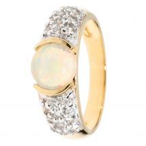 CM Edelsteinzauber Cocktail-Ring Afrikanischer Opal, Weißtopas 19 x Afrikanischer Opal