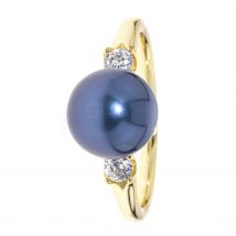 Christian Materne Just Pearls Cocktail-Ring, MK-Perle, Zirkonia, Ø 10 mm, SI 925 21 blau-violett