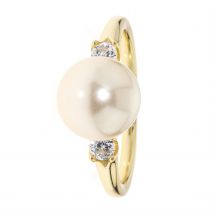 Christian Materne Just Pearls Cocktail-Ring, MK-Perle, Zirkonia, Ø 10 mm, SI 925 19 silver-rosé