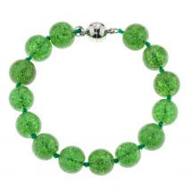 CM Edelsteinzauber Kugel-Armband, Ø 12mm, Bergkristall, ca. 21 cm x dark green