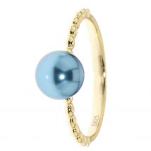 Christian Materne Just Pearls Solitär-Ring ""La Petite"", MK-Perle 8 mm, SI 925 18 petrol