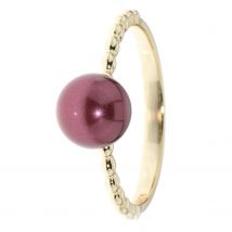 Christian Materne Just Pearls Solitär-Ring ""La Petite"", MK-Perle 8 mm, SI 925 20 burgundy