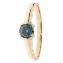 CM Edelsteinzauber Solitär-Ring, Blauer Brillant, Zertifkat, Gold 585 18 Gold 585