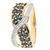 CM Edelsteinzauber Cocktail-Ring, Saphir & Zirkon, SI 925 vergoldet 20 x Saphir