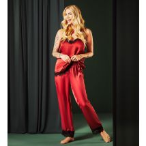 Sarah Kern SILHOUETTE Edelpyjama-Set mit Spitze 34/36 bordeaux