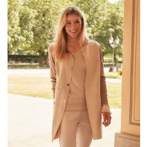 MONACO blue Longjacke in Velourslederoptik 48 beige