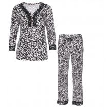 PURE SHAPE DAY&NIGHT Leo Pyjama mit Kontrastnaht 38/40 leopard