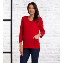 Georg Stiels DONNA Pullover mit Ziertaschen 38/40 rot