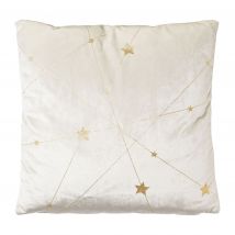 Belles Décorations Samtkissen m.Glitter Sterndekor x creme