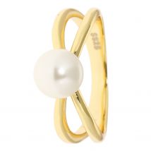 Christian Materne Just Pearls Croisé-Ring Muschelkernperle, Größe Ø 8 mm, SI 925 17 vergoldet