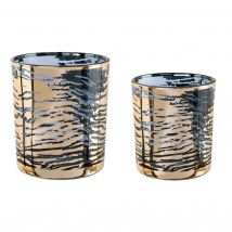 Georg Stiels CASA Glasteelicht Animal Print, 2er Set, 8 und 10 cm x gold