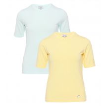 Georg Stiels DONNA Shirt 2er Pack mit Strasslogo 50/52 gelb-blau