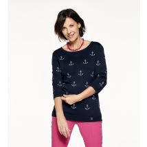 Georg Stiels DONNA Pullover mit Ankerstickerei 46/48 dunkelblau