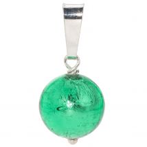Amatocolori Anhänger Original Murano Glas,ca. Ø 12mm,SI 925 x smaragdgrün