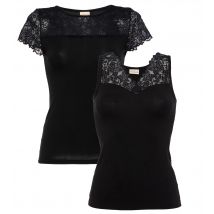 PURE SHAPE DAY&NIGHT Set Hemd + Top mit Spitze 50/52 schwarz