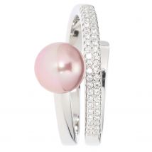 Christian Materne Just Pearls Wickel-Ring,MK-Perle Ø 8 mm,Zirkonia,SI 925 rhod. 20 alt-rosé