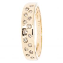 Sascha Heyna Schmuckwelten Band-Ring 15 Brillanten,0,25ct.,champ.,Gold 375 18 Diamant