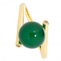 CM Edelsteinzauber Croisé-Ring,Jade, Zirkonia,7,35ct.Silb.925vergold. 18 smaragdgrün