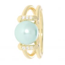 Christian Materne Just Pearls Cocktail-Ring ""Pleasure"", MK-Perle, Zirkonia, verg 18 blau