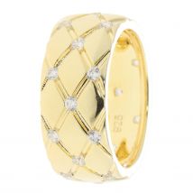 Christian Materne Band-Ring ""Brilliant Honeycombs"" 24 Zirkonia 19 vergoldet