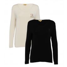Sarah Kern Doppelpack Langarmshirt 44 schwarz-champagner