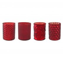 Georg Stiels CASA Glaswindlicht, 4er Set x rot