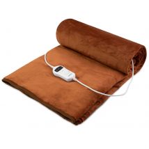 clever daheim Flauschige Heizdecke mit Timer 120W 180x130cm x cognac