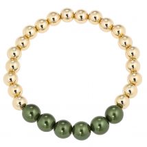 Christian Materne Just Pearls Armband MK-Perlen, flexibel x gold-olive