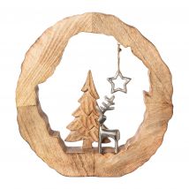 Belles Décorations Mangoholz-Kranz mit Deko Baum, Hirsch und Stern