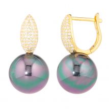 Christian Materne Just Pearls Ohrstecker ""Amazing"", MK-Perlen, 114 Zirkonia x peacock
