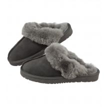 Georg Stiels DONNA Veloursleder Pantoffel mit Lammfellfutter 39 silber