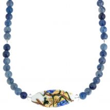 Amatocolori Design-Collier ""Blue Sky"" Achat, 47 cm x saphirblauer Achat